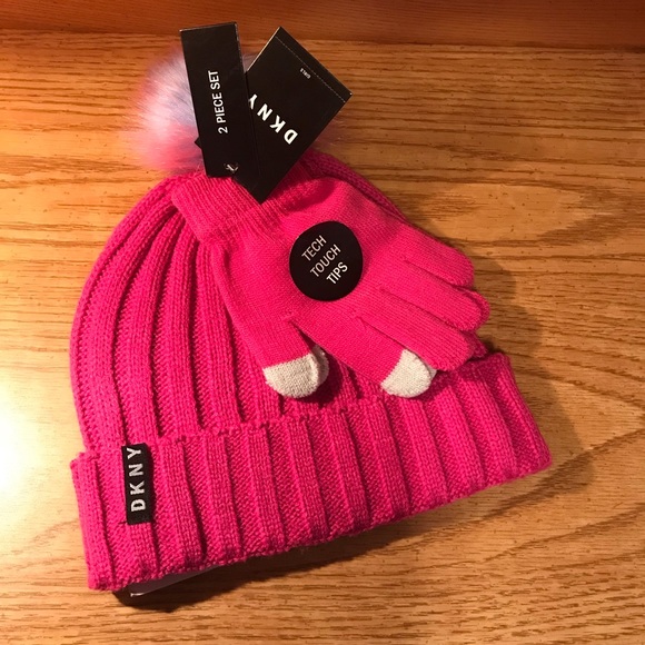 pink hat and gloves